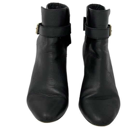 Kate Spade | Black Leather Pull On Heeled Bow Ankle Boots - Picture 2 of 9